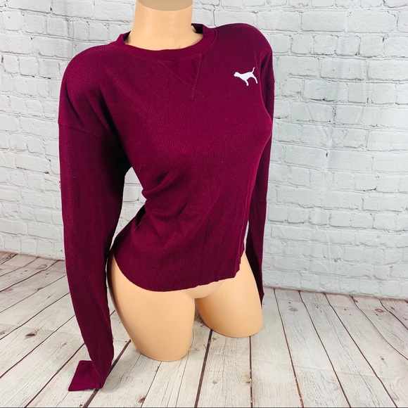 VS PINK Logo Long Sleeve Crop Tee Shirt - Picture 4 of 7